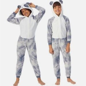 Saint Eve Youth blanket hooded fleece sleeper gray panda